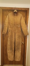 Vintage 80s 90s Carhartt Duck Canvas Coveralls Made in USA Large Regular Tan