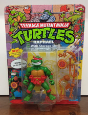 Playmates Vintage TMNT Raphael w Storage Shell 1991 Mutant Ninja Turtles Sealed
