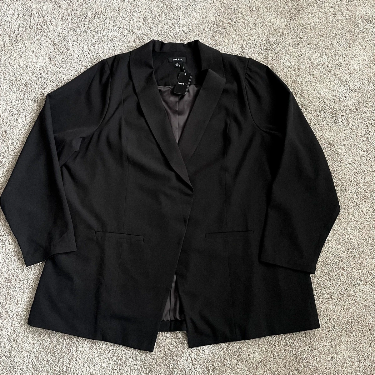 Blazer Torrid Femme 2X Noir – Veste Officecore Corpcore Avec Fausse Fourrure