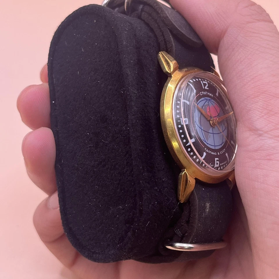 Reloj Sputnik soviético vintage para hombre mecánico cuerda manual esfera negra 1MChZ URSS Foto 4 de 4