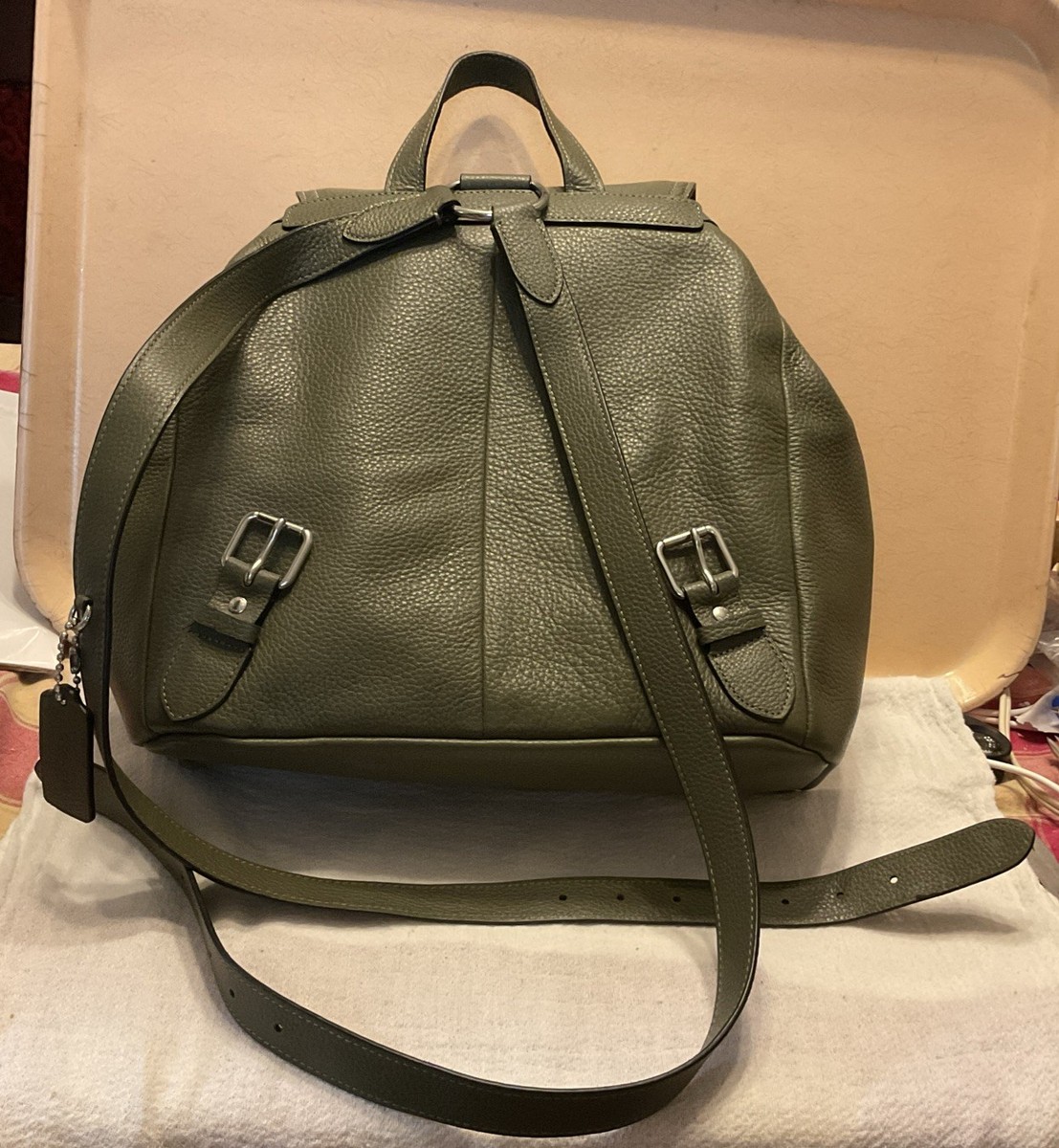 COACH Pennie Backpack Pebbled Leather Surplus/Olive Green Style 6145 Authentic Coach Pennie Backpack #6145 Dark Green Pebbled Leather NWOT  main image 2