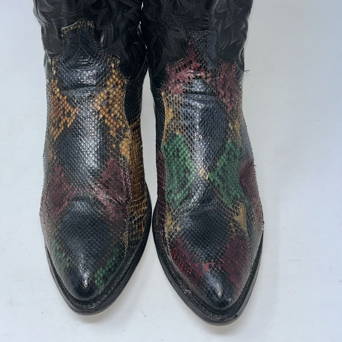 Vintage Dan Post Men’s Rainbow Python Snakeskin Cowboy Boot Size US 9.5 Dan Post Mens Snakeskin Western Cowboy Boot Size 9.5D  main image 4