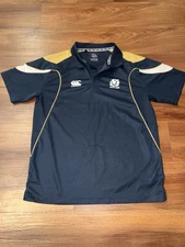 Canterbury Scotland Rugby Polo Shirt XL Navy Gold Training Top 