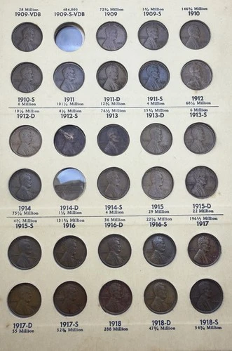 1909-1940 Lincoln Wheat 86 Coins AU/XF Library of Coins 1909-S 1911-S + All Semi