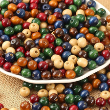 1000PCS Colorful Wooden Beads 8Mm Assorted Macrame Wooden Loose Spacer Bead Natu