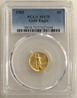 1988 $5 American Gold Eagle PCGS MS70 1/10 Oz Coin - Key Date