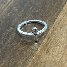 Silver Tone Egyptian Egypt Pharaoh King Ankh Ring Size 2.75