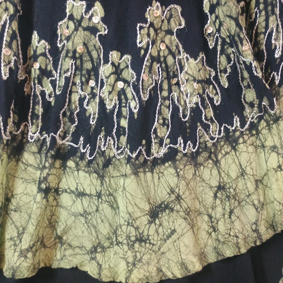 Vestido Just Love Talla Grande Hi Lo 2X Hawaiano Negro Verde Palmeras Tropical Boho Foto 3 de 4