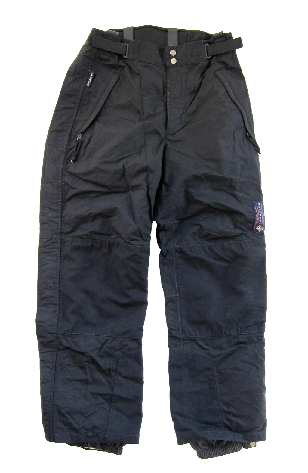 Vintage Columbia Nylon Black Convert Waterproof Zip Open Leg Snow Pant Men Small