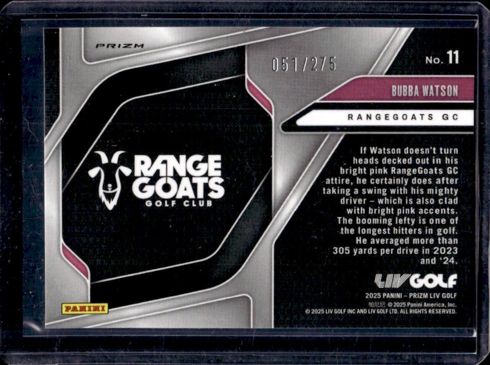 2025 Prizm LIV Bubba Watson Logos Teal #51/275 RangeGoats GC - Image 2 of 2