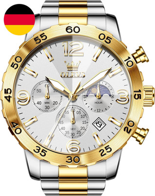 OLEVS Uhren Herren 44Mm Drei-Augen-Zifferblatt Edelstahlarmband Quarzwerk 30M Wa