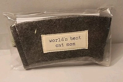 Demdaco Reusable Coffee Cozy & Gift Card Holder. Worlds Best Cat Mom. New