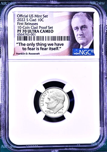 2022 S Proof 10C Clad Roosevelt Dime 10-coin-set Version NGC PF70 ULTRA CAMEO FR