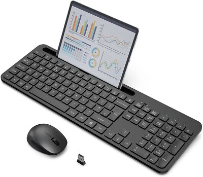 TedGem 2,4G Laptop PC TV 2-in-1 USB ergonomische drahtlose Tastatur & Maus mit Halter