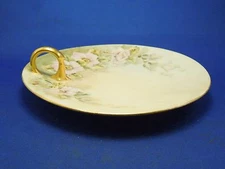 Vintage P L Limoges Finger Plate Azalea Flowers - Artist Signed E. Webb