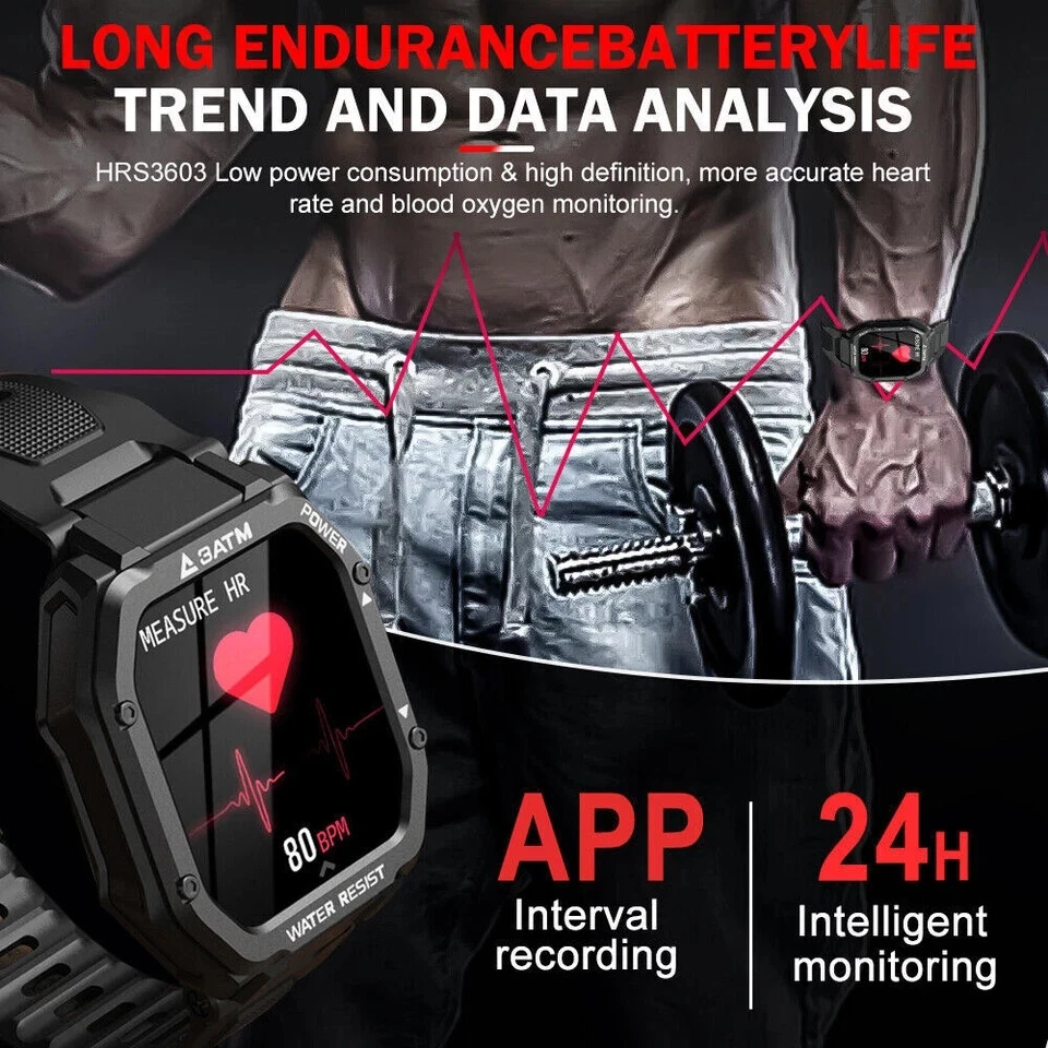 2025 Military Smart Watch Men Women Bluetooth Call Fitness Tracker Waterproof - Image 3 of 4