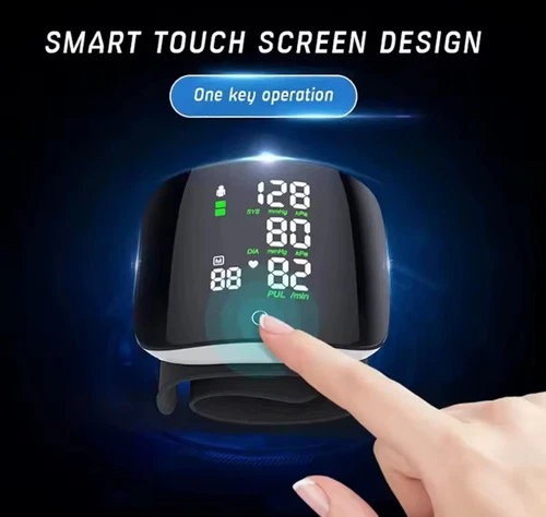Smart touch LCD wrist blood pressure monitor with heart rate & BP tracking. - Picture 1 of 3