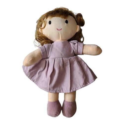 Muñeca de trapo en vestido púrpura pelo realista ojos y boca 10"  - Imagen 1 de 12