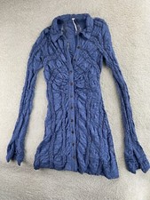 Free People Dress XS Deco Lace Long Sleeve Button Up Collar Fitted Crinkle