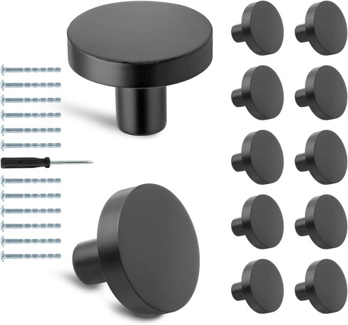 Masendelk Matte Black Drawer Knobs, 12Pcs Kitchen Cabinet Knobs Modern Dresser D - Picture 2 of 7