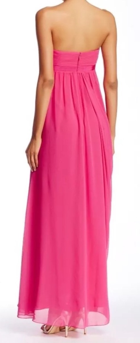 BCBG Maxazria Begonia Pink Strapless Woven Chiffon Gathered