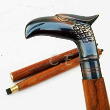 Antique Brass Eagle Head Handle Victorian Wooden Nautical Walking Stick Cane