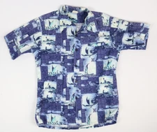 Rare Vintage SELVEDGE Barefoot In Paradise Button Up Hawaiian Shirt Medium USA