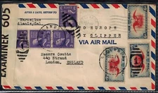 WWII Great Britain Censor Cover 1940  w/ Tape 605 F & US Postage 3cx4 & 6cx3