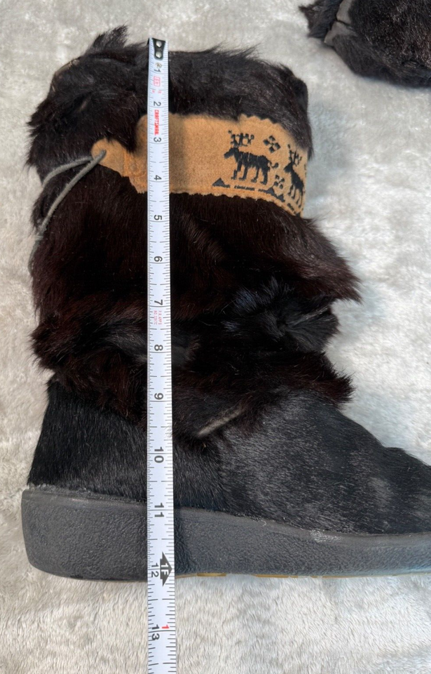 Tecnica Vintage Brown Fur Apres Ski Boots Womens Size 7 EU 38 Made In