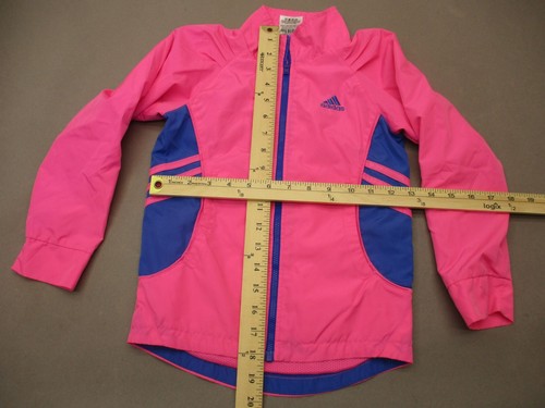 ADIDAS Size 6 Girls Pink Full Zip Stand Collar Pockets Athletic Jacket 1RE12 - Picture 2 of 8
