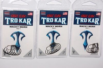 Eagle Claw TK97W-1/0 Trokar Weedless Wacky Worm Fishing Hook Size 1/0 Eagle Claw TK97W-1/0 Trokar Weedless Wacky Worm Fishing Hook Size 1/0