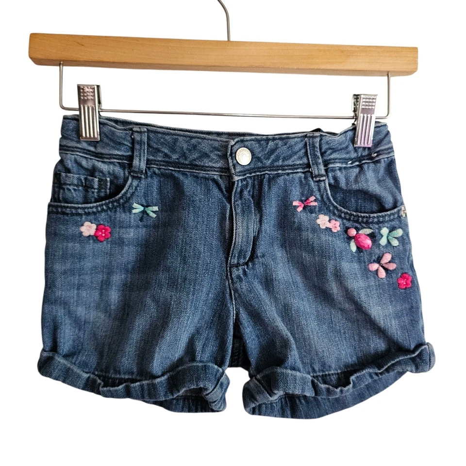 Pantalones Cortos de Denim Gymboree Flor Adornado Puño Dobladillo Niñas Talla 10 Foto 2 de 4