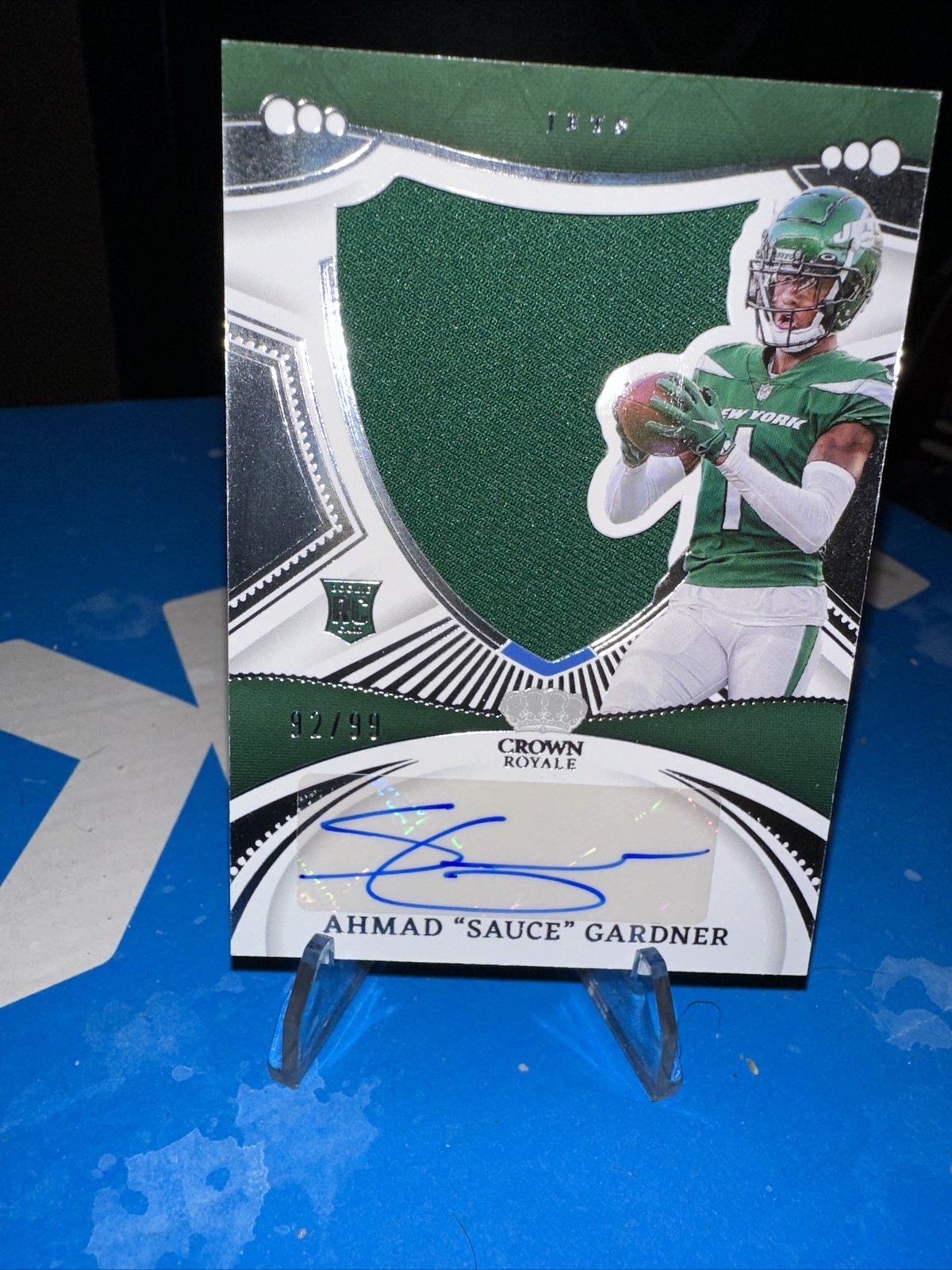 2022 Ahmad “Sauce” Gardner Chronicles Crown Royale Silhouettes RPA /99 Jets RC