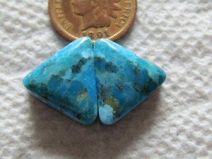 2 Kingman Pyrite Turquoise Cabochons 19 carats Arizona Cabs Matching Set Block