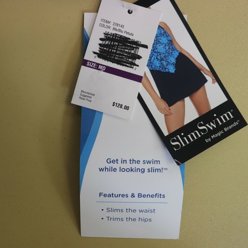 Slim Swim By Magic Brands Womens Size M Swim Suit Blue Black - Picture 9 of 12