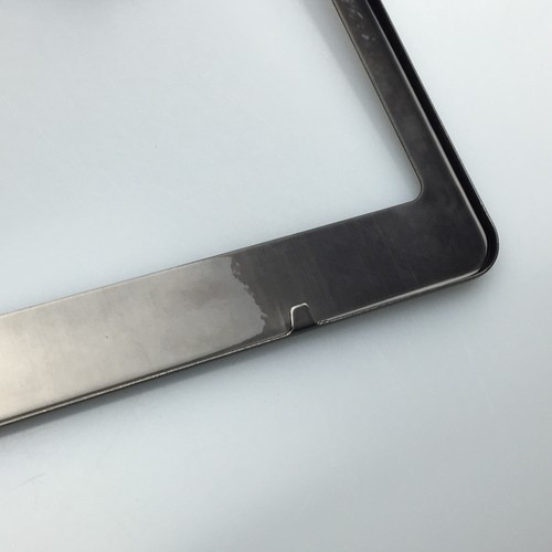Powder Coated Black Chrome License Plate Frame w/ Aluminum Circle Type Caps Audi - Picture 8 of 8