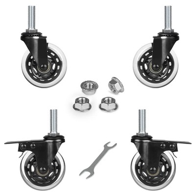 Hirate 3'' Industrial Castors, 1/2''-13 x 1.5'' Threaded Stem Swivel Dual Locking C
