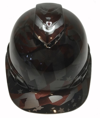 Hydro Dipp Custom Hard Hat Ridgleine Cap Style Metallic Graphite American Flags - Picture 4 of 7