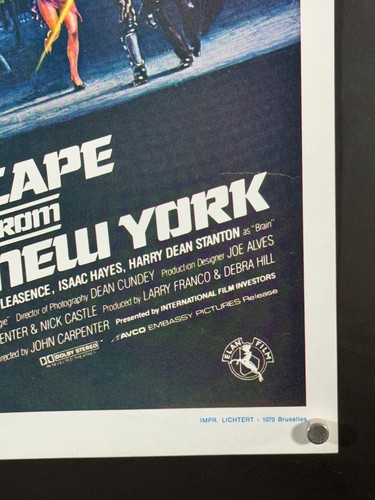 Poster film originale Escape From New York (1981) belga - Foto 3 di 5