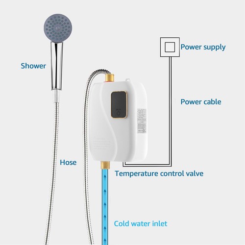 Electric Tankless Water Heater Instant Hot Shower Kitchen Heater 110V 3000W Rgu - Picture 9 of 9