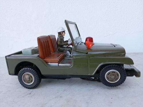 Toy Tin Car Vintage T-N Nomura Japan Battery Operated US Army Military Jeep - Picture 13 of 24