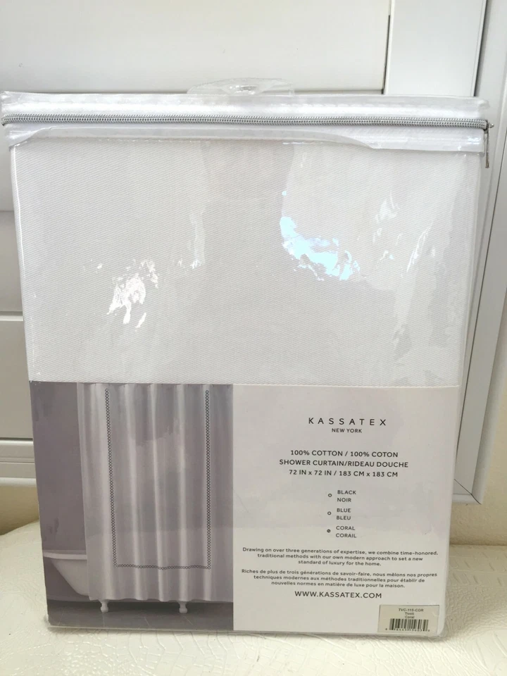 Kassatex NY Cortina de Ducha Baño Marrakech Coral Bordado 100% Algodón 72x72" Nuevo Foto 3 de 4