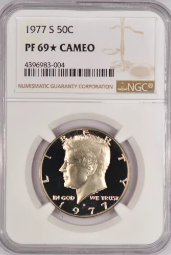1977 S Kennedy Half Dollar Proof NGC PF 69 STAR CAMEO PR69*CAM Frosty Coin 50C