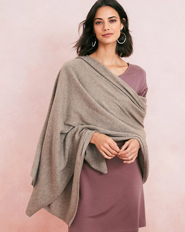 Cashmere BEIGE SCARF Thick Shawl Travel Wrap Handmade Natural Cashmere Soft&Warm