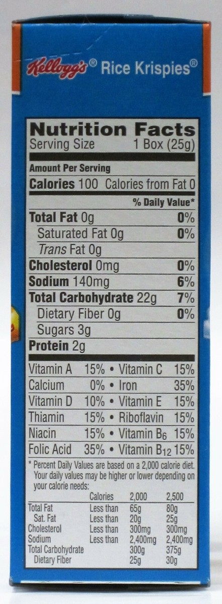 Rice Krispies Nutrition Facts Label