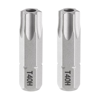2pcs T40H Magnetic Torx Screwdriver Bit 1/4'' Hex Shank 25mm Length S2 Steel