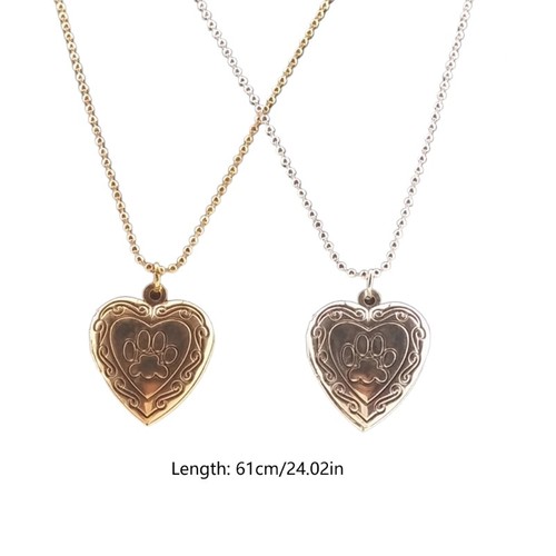 Memory Necklace Heart Locket Necklace Heart Box Pendant Choker Alloy Material - Picture 8 of 10