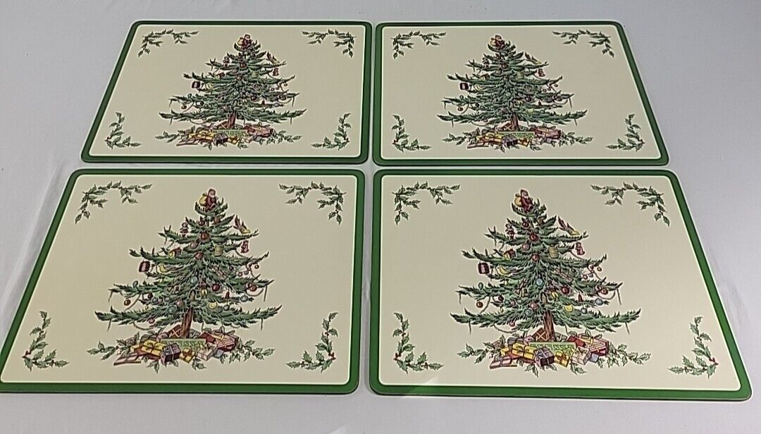 Spode XMAS Tree Pimpernel Placemats 4 Set Cork Backed Made in England