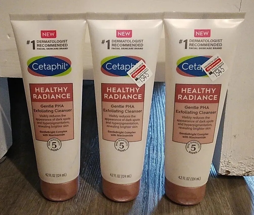 3 Pack Cetaphil Healthy Radiance PHA Exfoliating Cleanser 4.2 fl oz