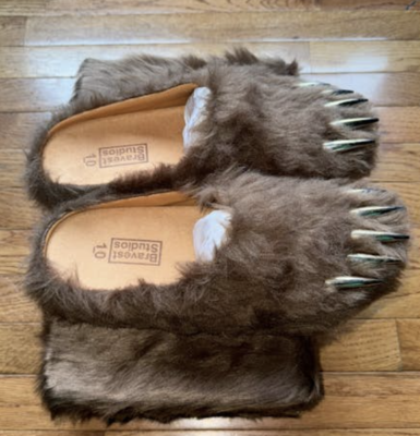 bravest studios ファーサンダル Bravest Studios White Bear Claw Mules Silver Claws Fur Box Men's